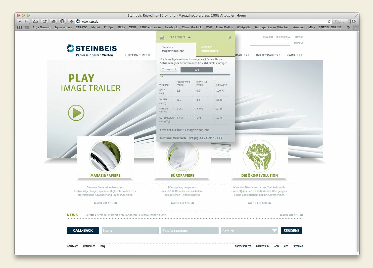 Steinbeis Papier Website 2012 Home Eco-Rechner