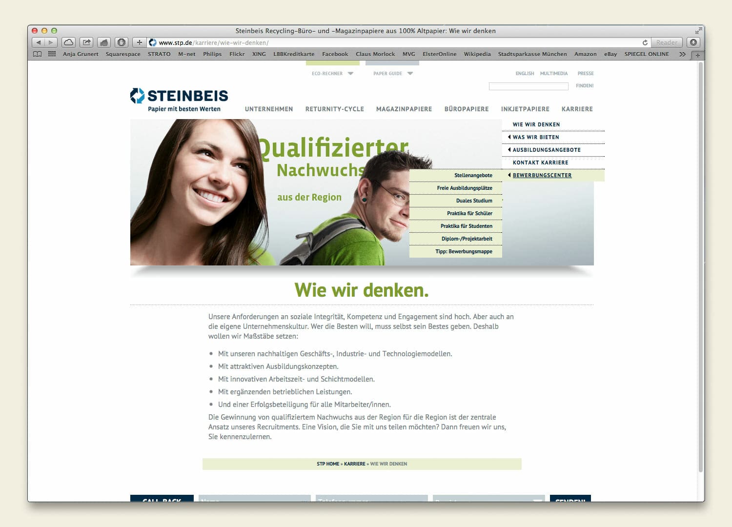 Steinbeis Papier Website 2012 Karriere