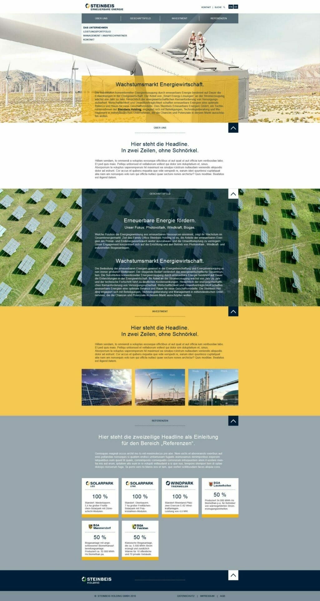 Website Steinbeis Erneuerbare Energie resonsive Home komplett
