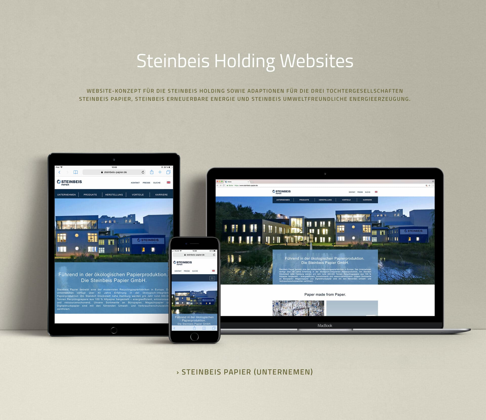 Website Steinbeis Papier Unternehmen resonsive