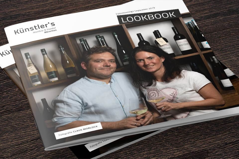 Design Projektportfolio: das Lookbook vom Unternehmens-Shooting für Künstler's Weinbar & Handel in München / Glockenbachviertel