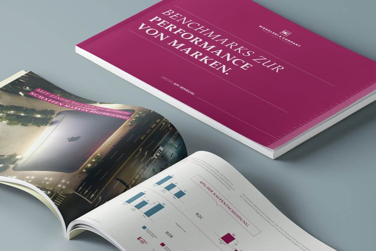 Titel und exemplarische Innenseite der KPI Broschüre für die Münchner Markenberater Biesalski & Company | Preview-Bild