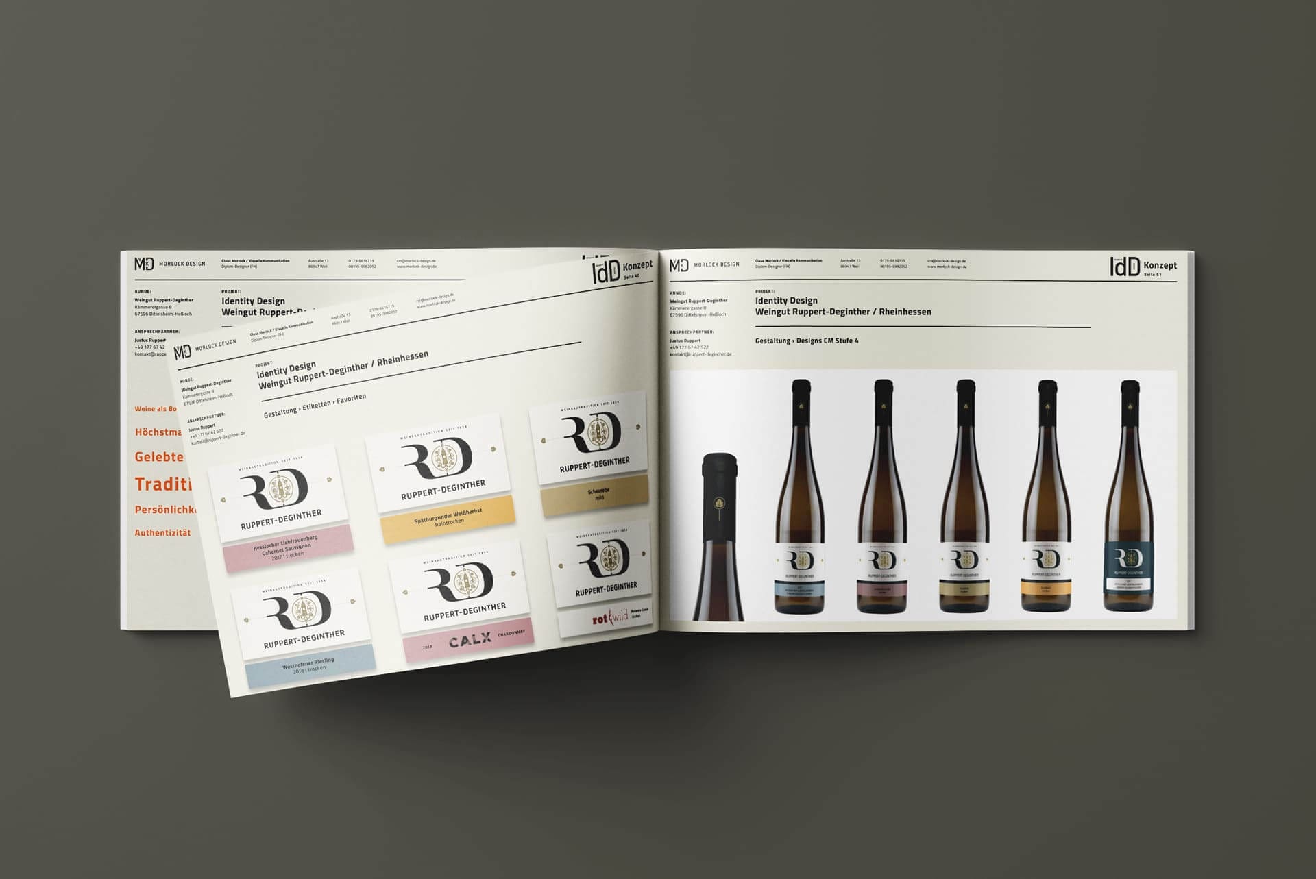 Corporate Identity Design für Ruppert-Deginther | Ein ausgezeichnetes Weingut in Rheinhessen | Darstellung einer exemplarischen Innenseite des Corporate Identity Design Booklets