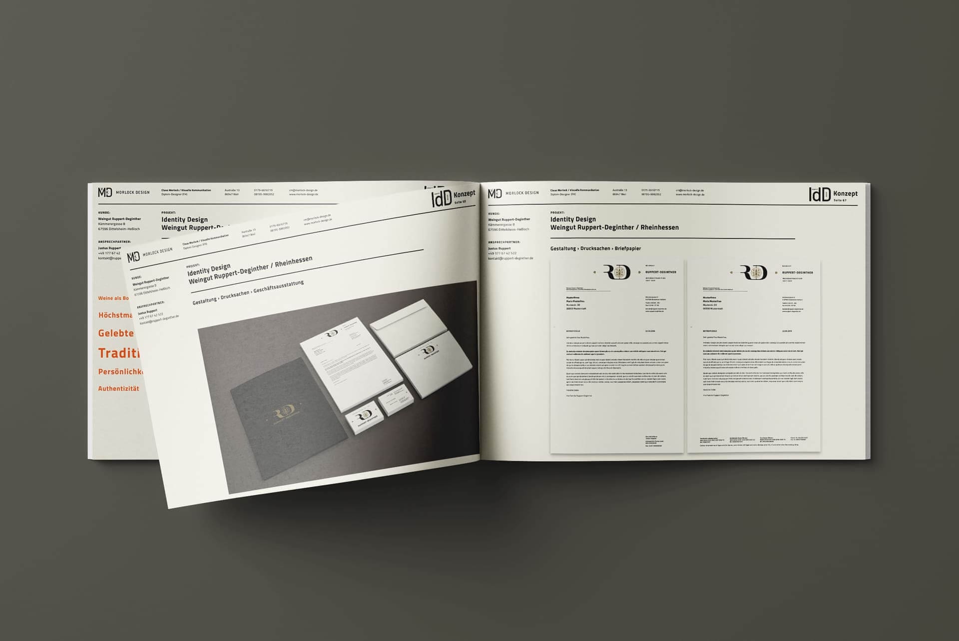Corporate Identity Design für Ruppert-Deginther | Ein ausgezeichnetes Weingut in Rheinhessen | Darstellung einer exemplarischen Innenseite des Corporate Identity Design Booklets